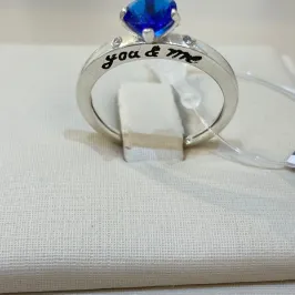 ANEL PRATA SOLITÁRIO YOU & ME AZUL
