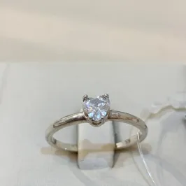 ANEL PRATA SOLITÁRIO ZIRCÔNIA CORAÇÃO