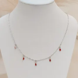 CHOKER PRATA GOTAS VERMELHAS