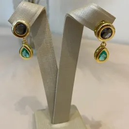 BRINCO ZIRCÔNIAS LILÁS E VERDE