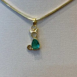 PINGENTE GATINHO TURMALINA VERDE