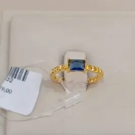 ANEL CORRENTE COM PEDRA RETANGULAR MARINHO