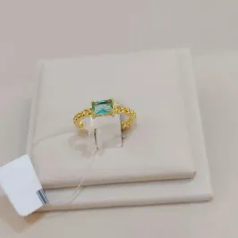 ANEL CORRENTE COM PEDRA RETANGULAR TURMALINA VERDE