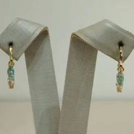 ARGOLA NAVETES AZUL BEBÊ, CRISTAL E AMARELO