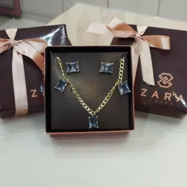 CONJUNTO COLAR GRUMET E PEDRA