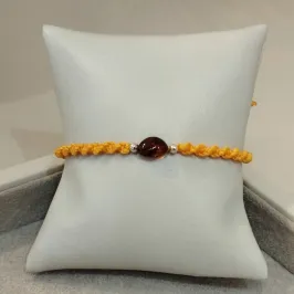 PULSEIRA MACRAMÊ C/ ÂMBAR MOSTARDA