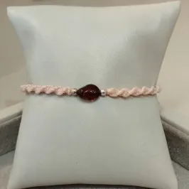 PULSEIRA MACRAMÊ C/ ÂMBAR ROSÊ