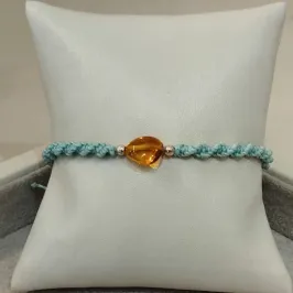 PULSEIRA MACRAMÊ C/ ÂMBAR VERDE ÁGUA