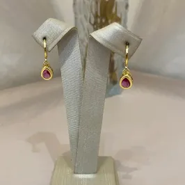 ARGOLA PINGENTE ZIRCÔNIA GOTA PINK