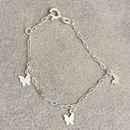 PULSEIRA PRATA INFANTIL BORBOLETAS