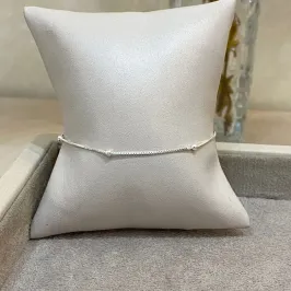 PULSEIRA PRATA VENEZIANA E BOLINHAS 20CM