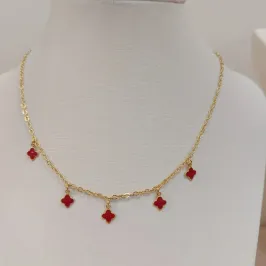 CHOKER MINI TREVOS ESMALTADOS VERMELHOS