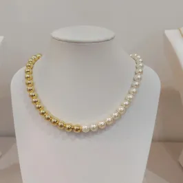 COLAR METADE PÉROLA E METADE ESFERA