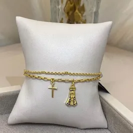 PULSEIRA DUPLA NOSSA SENHORA APARECIDA E CRUZ