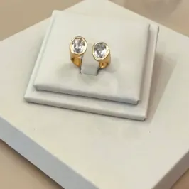 ANEL DUAS ZIRCÔNIAS OVAIS REGULÁVEL TAMANHO 17