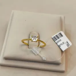 ANEL SOLITÁRIO QUADRADO ZIRCÔNIA CRISTAL TAMANHO 21