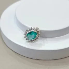 PINGENTE PRATA OVAL CRISTAL