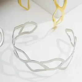 BRACELETES FORMAS ORGÂNICAS RÓDIO BRANCO