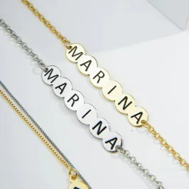 PULSEIRA BOLINHAS NOME DOURADA