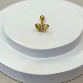 PIERCING BORBOLETA ZIRCÔNIAS OURO/AÇO