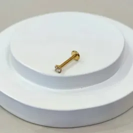 PIERCING LABRET PONTO DE LUZ ZIRCÔNIA 2,5MM PVD GOLD