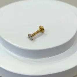PIERCING PONTO DE LUZ ROSCA FRONTAL PVD GOLD 6MM G (ZIRC 3MM)