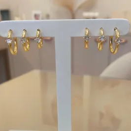 TRIO ARGOLAS FINAS COM ZIRCÔNIA