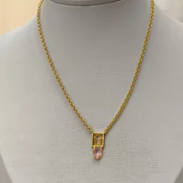 CHOKER ELO PORTUGÊS PLAQUINHA MENINA ZIRCÔNIA ROSA