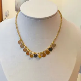 CHOKER ELO PORTUGUÊS COM MEDALHAS E ZIRCÔNIAS
