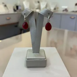 ARGOLA PRATA PEDRA NATURAL GOTA VINHO