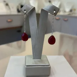 ARGOLA PRATA PEDRA NATURAL GOTA VINHO E CORRENTE