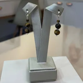 ARGOLA PRATA TRÊS PEDRAS OLHO DE TIGRE