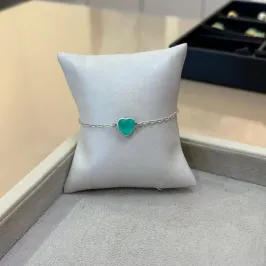 PULSEIRA PRATA CORAÇÃO TURMALINA VERDE