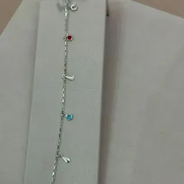 PULSEIRA PRATA GOTA LISA E ZIRCONIAS COLORIDAS