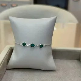 PULSEIRA PRATA ZIRCÔNIAS VERDES
