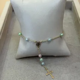 PULSEIRA TERÇO COLORS TONS PASTÉIS NOSSA SENHORA DAS GRAÇAS
