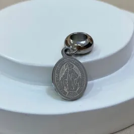 BERLOQUE AÇO NOSSA SENHORA DAS GRAÇAS - MEDALHA MILAGROSA