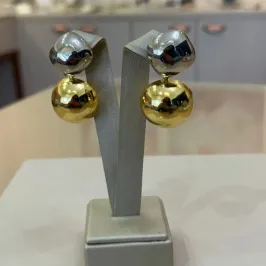 BRINCO BOTÃO QUADRADO E ESFERA DUO BANHOS