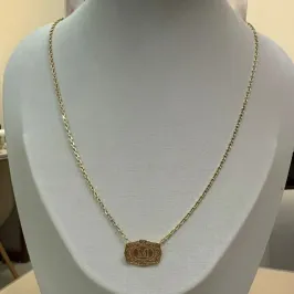 CORRENTE CADEADO DIAMANTADA 50CM COM FIVELA INICIAL M