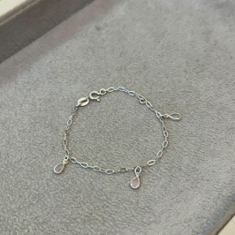 PULSEIRA PRATA INFANTIL ZIRCÔNIAS GOTA ROSA