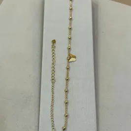 TORNOZELEIRA BOLINHAS E PINGENTE BORBOLETA