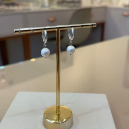 ARGOLA PRATA PÉROLA ARREDONDADA