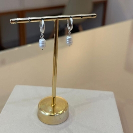 ARGOLA PRATA PÉROLA BARROCA