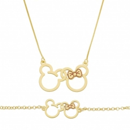 CONJUNTO INFANTIL PULSEIRA E COLAR MICKEY E MINNIE