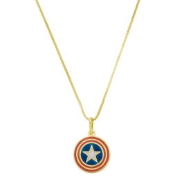 CORRENTE VENEZIANA 45CM COM ESCUDO CAPITÃO AMÉRICA