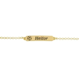 PULSEIRA INFANTIL ELO PORTUGUÊS COM PLAQUINHA E BOLA (11CM)