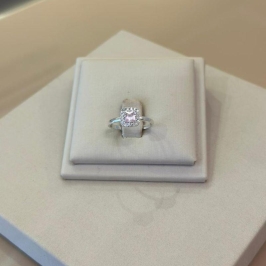 ANEL PRATA ZIRCÔNIA QUADRADA ROSA TAMANHO 16