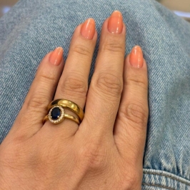 ANEL SOLITÁRIO OVAL MARINHO TAMANHO 17