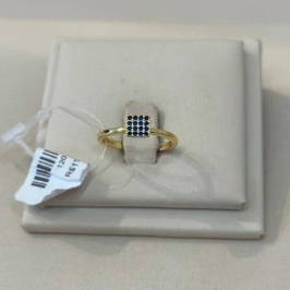 ANEL SOLITÁRIO QUADRADO CRAVEJADO MARINHO TAMANHO 16