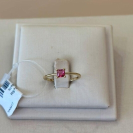 ANEL SOLITÁRIO ZIRCÔNIA QUADRADA PINK